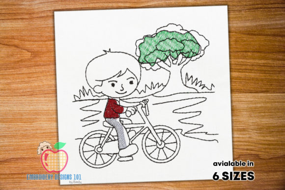 Boy Riding Bicycle in the Park Design Review