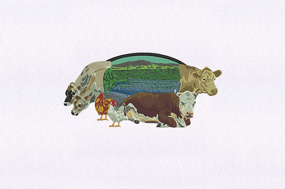 Farmhouse Scenery: A Designer's Take on This Creative Fabrica Embroidery Design