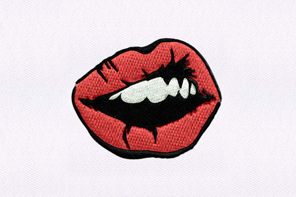 Succulent Red Lips Embroidery Design